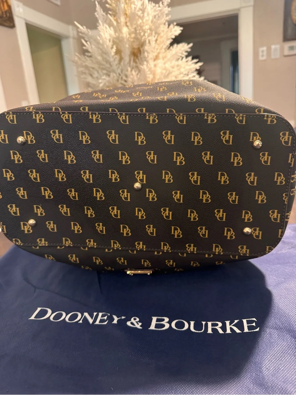 Dooney & Bourke Brown Satchel with Tan Leather Trim